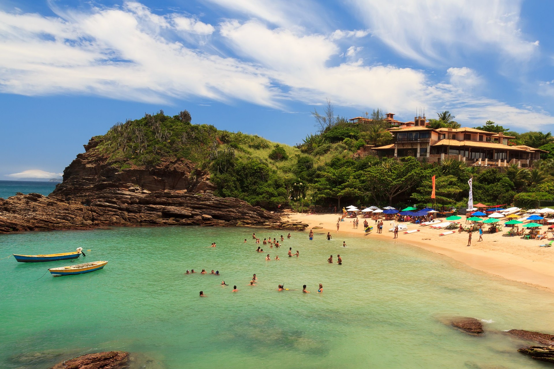 Small peaceful beach sea Ferradurinha in Buzios  Rio de Janeiro,