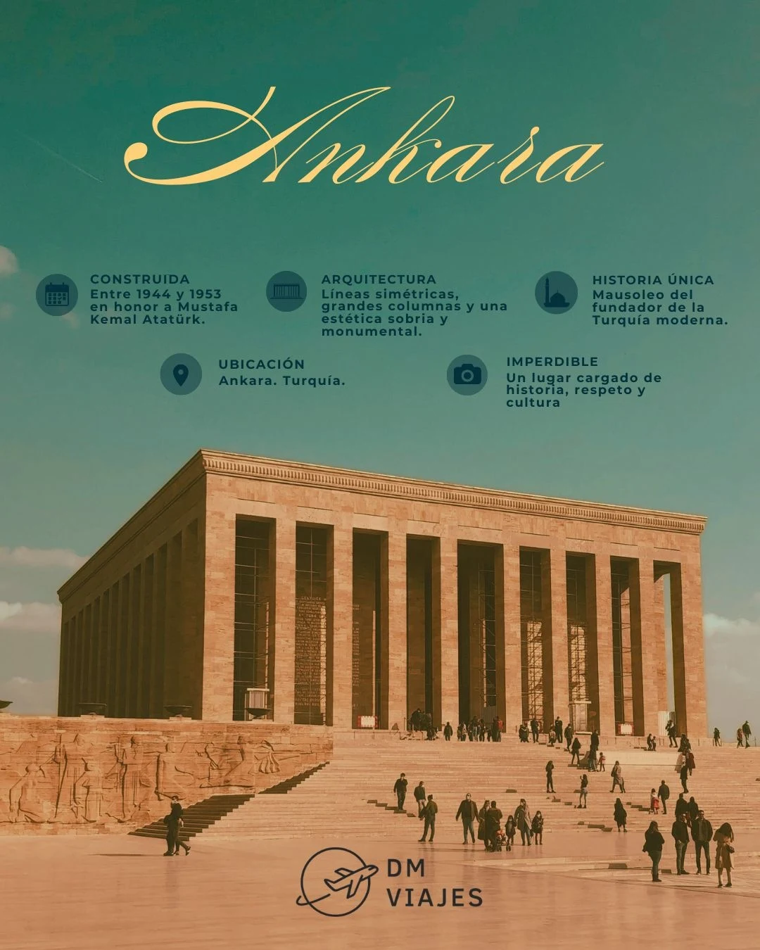 Tarjeta del Anıtkabir, mausoleo de Atatürk en Ankara