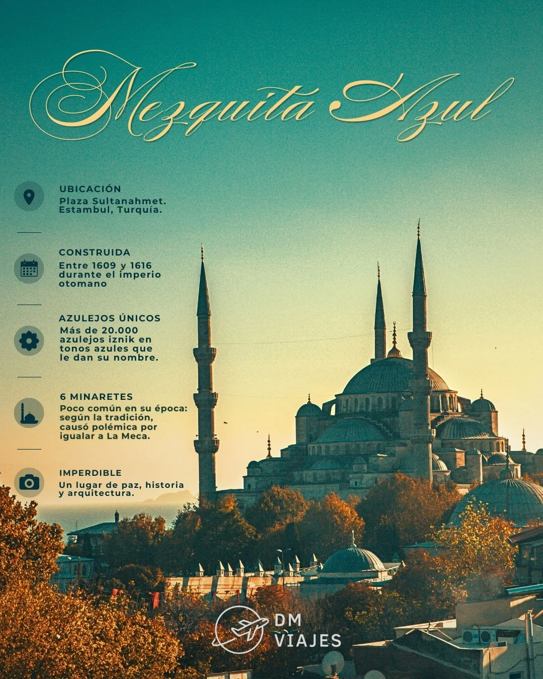 Tarjeta de la Mezquita Azul de Estambul al atardecer