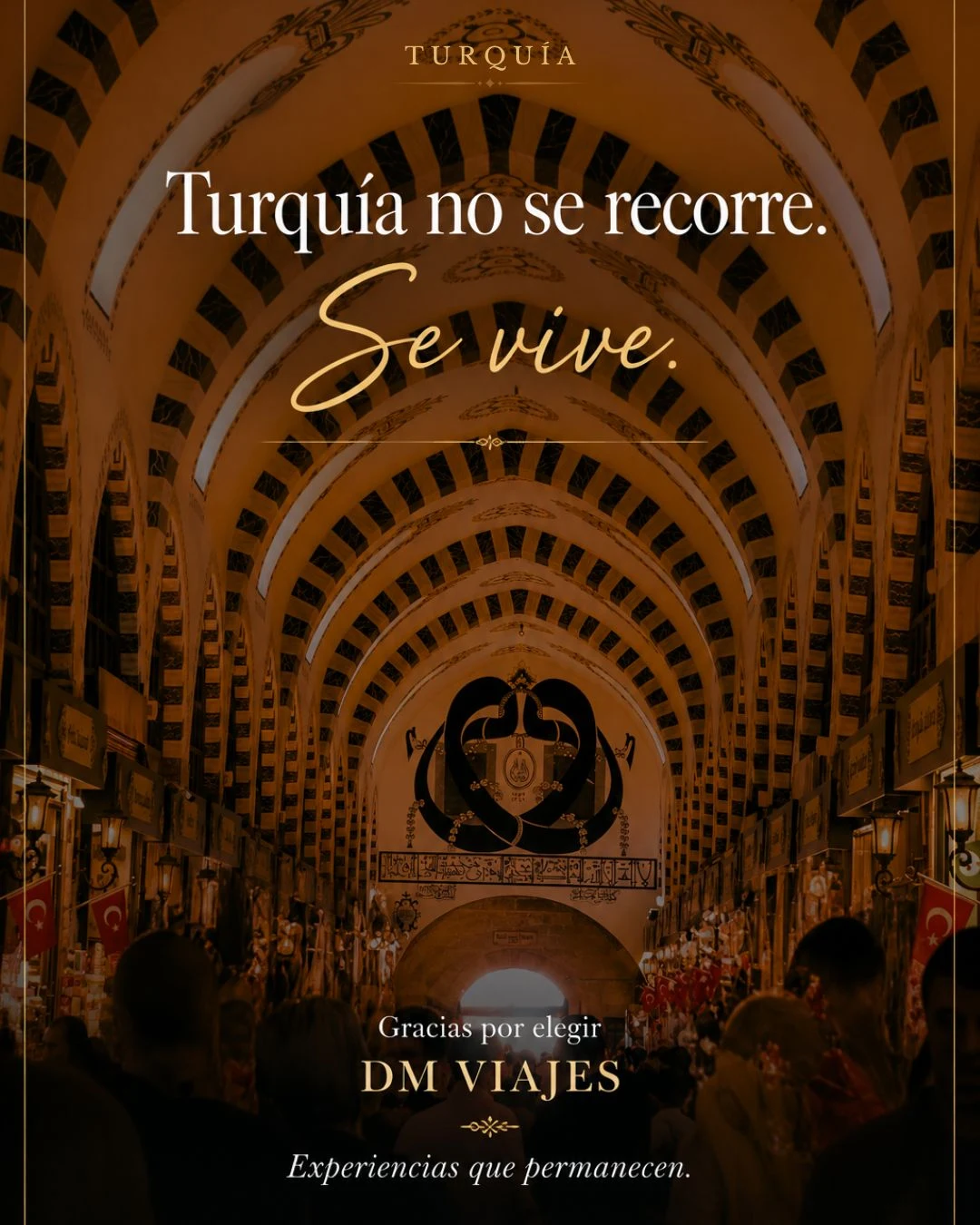 Tarjeta de cierre en el Bazar de las Especias de Estambul: Gracias por elegir DM Viajes
